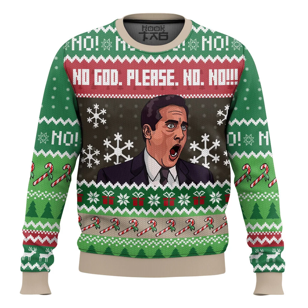 Hooktab No God Please No! Michael Scott The Office Ugly Christmas Sweater Hooktab No God Please No! Michael Scott The Office Ugly Christmas Sweater