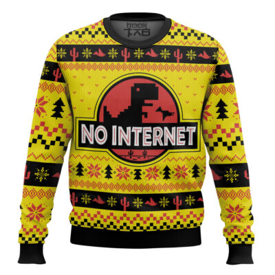 No Internet Jurassic Park Ugly Christmas Sweater