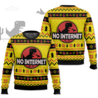Hooktab No Internet Jurassic Park Ugly Christmas Sweater