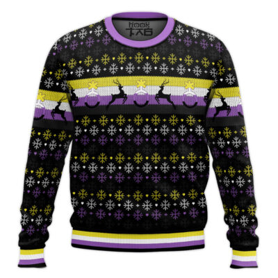 Nonbinary Flag LGBT Support Ugly Christmas Sweater