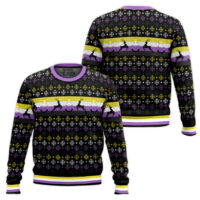Hooktab Nonbinary Flag LGBT Support Ugly Christmas Sweater