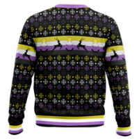 Hooktab Nonbinary Flag LGBT Support Ugly Christmas Sweater