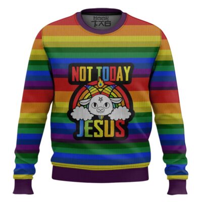 Not Today Jesus Ugly Christmas Sweater