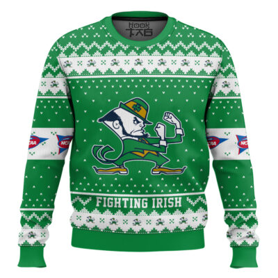 Notre Dame Fighting Irish - Custom Name And Number Ugly Christmas Sweater