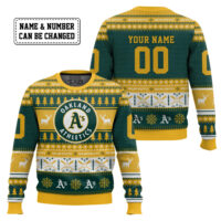 Hooktab Oakland Athletics - Custom Name And Number Ugly Sweater