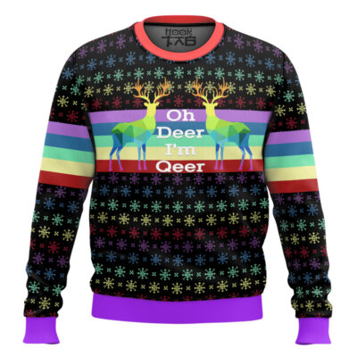 Oh Deer I'm Qeer LGBT Support Ugly Christmas Sweater
