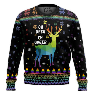 Oh Deer I'm Queer LGBT Support Ugly Christmas Sweater