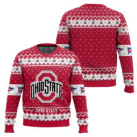 Hooktab Ohio State Buckeyes - Custom Name And Number Ugly Christmas Sweater