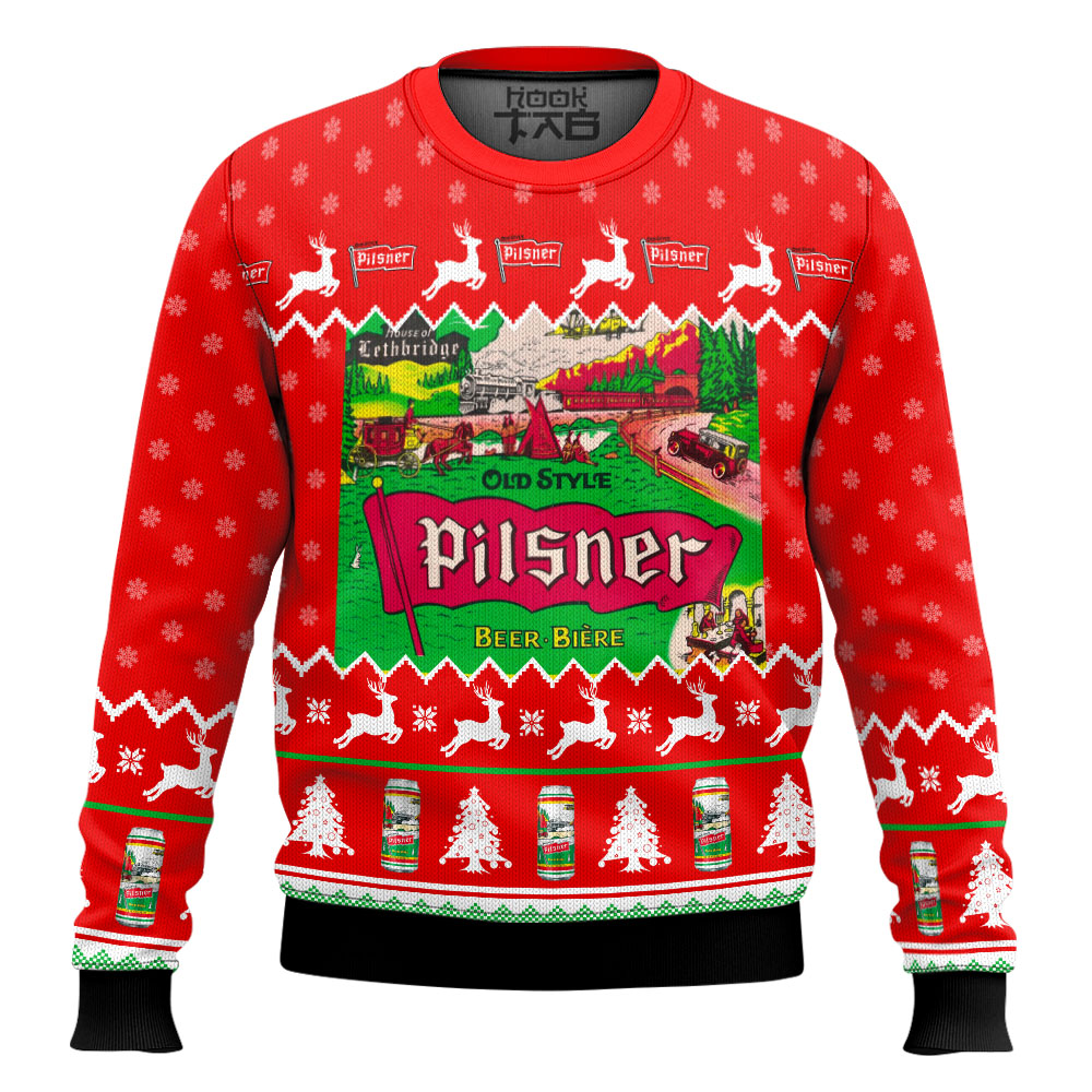 Hooktab Old Style Pilsner Beer Biere Ugly Christmas Sweater Hooktab Old Style Pilsner Beer Biere Ugly Christmas Sweater
