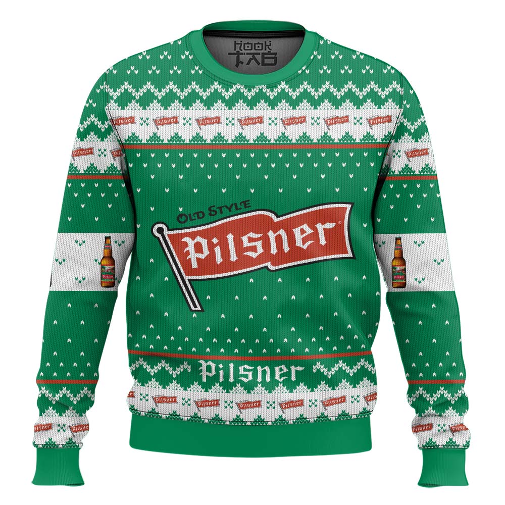Hooktab Old Style Pilsner Ugly Christmas Sweater Hooktab Old Style Pilsner Ugly Christmas Sweater