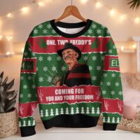 Hooktab One, Two, Freddy’s Coming For You And Your Freedom Ugly Christmas Sweater