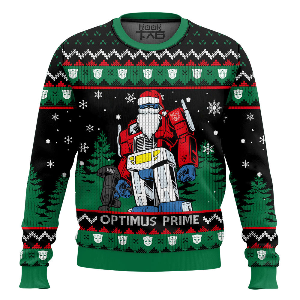 Hooktab Optimus Prime Transformers Ugly Christmas Sweater Hooktab Optimus Prime Transformers Ugly Christmas Sweater