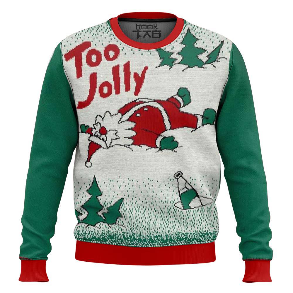 Hooktab Overly Cheerful Santa Ugly Christmas Sweater Hooktab Overly Cheerful Santa Ugly Christmas Sweater