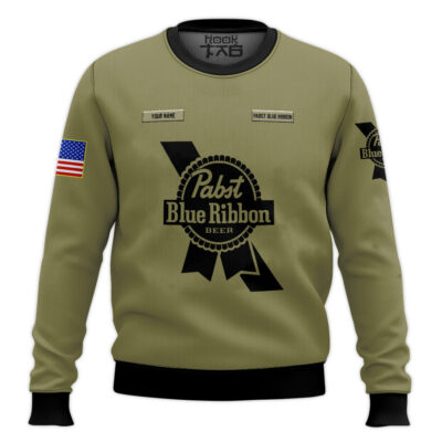 Pabst Blue Ribbon Camo - Custom Name Ugly Christmas Sweater