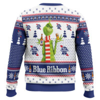 Hooktab Pabst Blue Ribbon Grinch Ugly Christmas Sweater