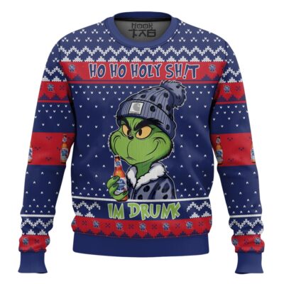 Pabst Blue Ribbon Ho Ho Holy Sh!t I'm Drunk Ugly Christmas Sweater