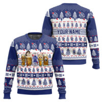 Hooktab Pabst Blue Ribbon Horror Drink - Custom Name Ugly Christmas Sweater