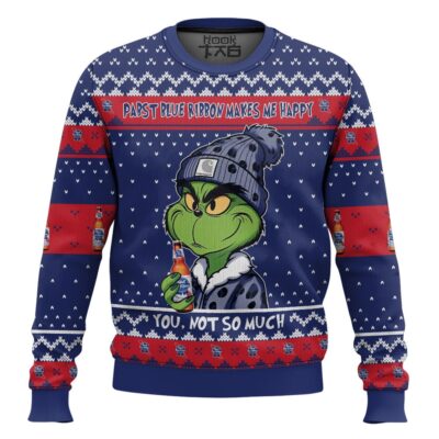 Pabst Blue Ribbon Makes Me Happy Ugly Christmas Sweater