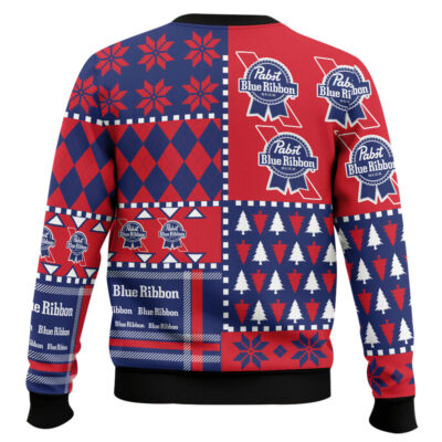 Hooktab Pabst Blue Ribbon Suit And Tie Ugly Christmas Sweater