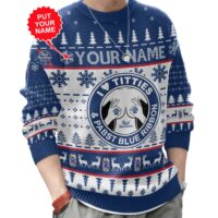 Hooktab Pabst Blue Ribbon Titties Funny - Custom Name Ugly Christmas Sweater