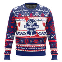 Hooktab Pabst Blue Ribbon Ugly Christmas Sweater