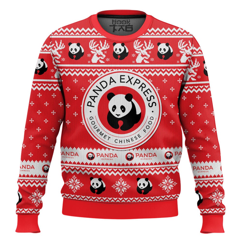 Hooktab Panda Express Gourmet Chinese Food Ugly Christmas Sweater Hooktab Panda Express Gourmet Chinese Food Ugly Christmas Sweater