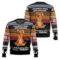 Hooktab Peace Love And Dog Ugly Christmas Sweater
