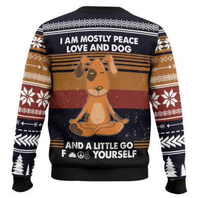 Hooktab Peace Love And Dog Ugly Christmas Sweater