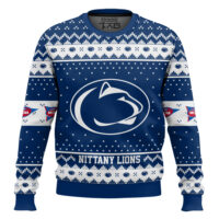 Hooktab Penn State Nittany Lions - Custom Name And Number Ugly Christmas Sweater