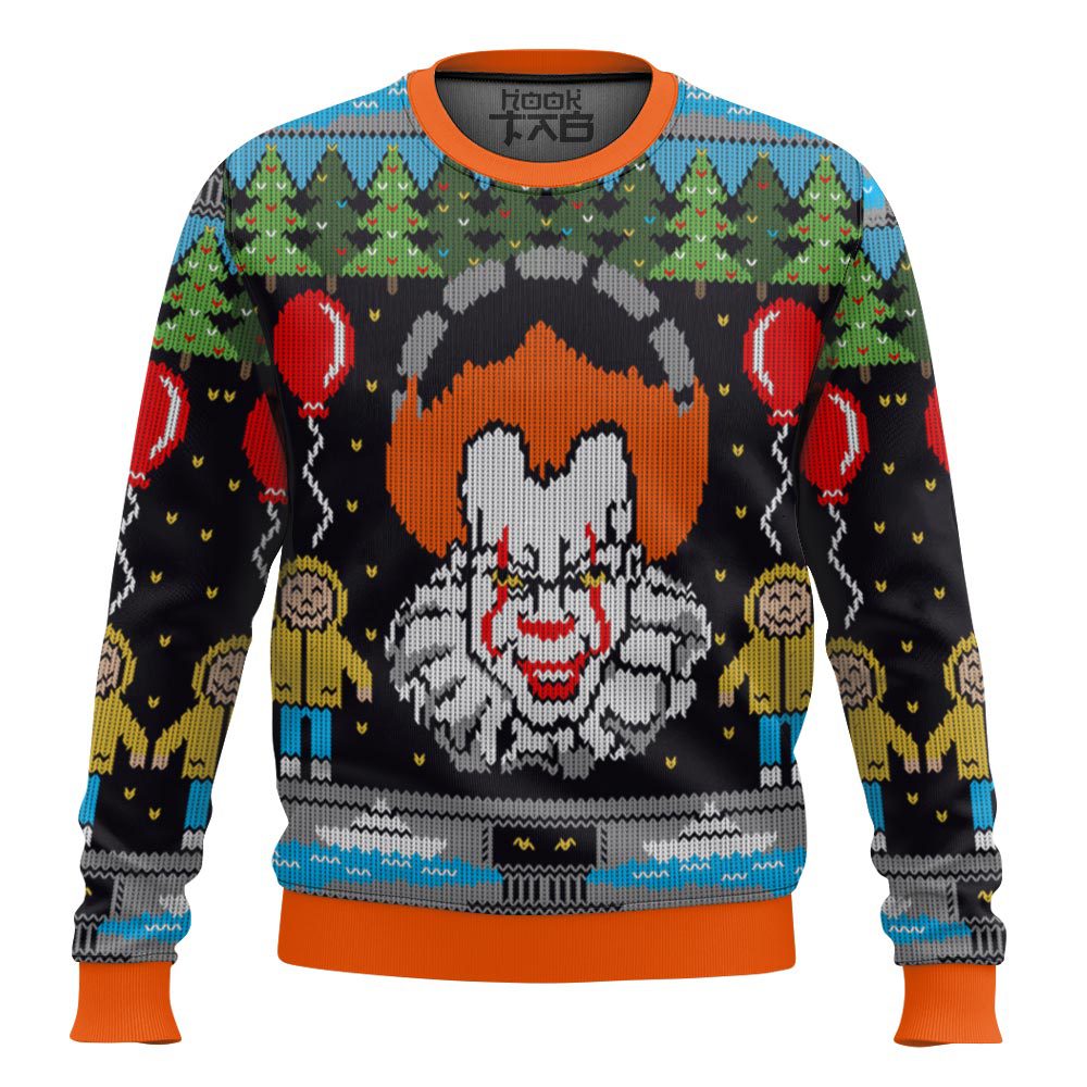 Hooktab Pennywise It Ugly Christmas Sweater Hooktab Pennywise It Ugly Christmas Sweater