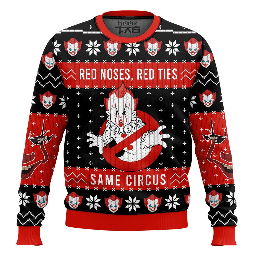 Hooktab Pennywise Red Noses Red Ties It Ugly Christmas Sweater Hooktab Pennywise Red Noses Red Ties It Ugly Christmas Sweater