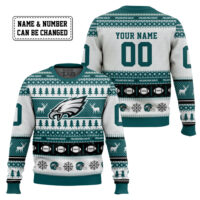 Hooktab Philadelphia Eagles - Custom Name And Number Ugly Sweater