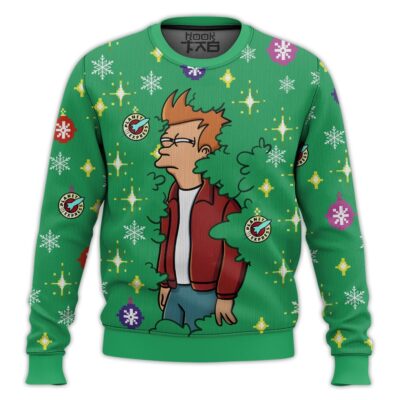 Philip J. Fry Emerging From The Bush Futurama Ugly Christmas Sweater