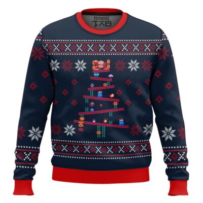 Pine Tree Donkey Kong Ugly Christmas Sweater