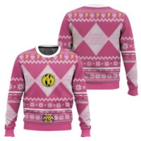 Hooktab Pink Ranger Mighty Morphin Power Ranger Ugly Christmas Sweater