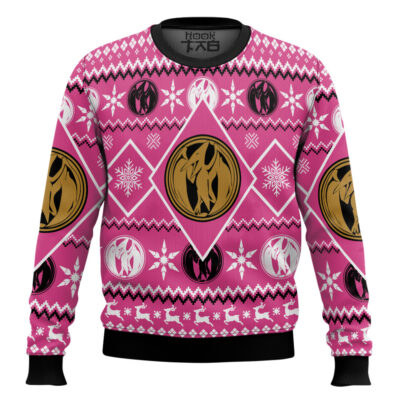 Pink Ranger Mighty Morphin Ugly Christmas Sweater