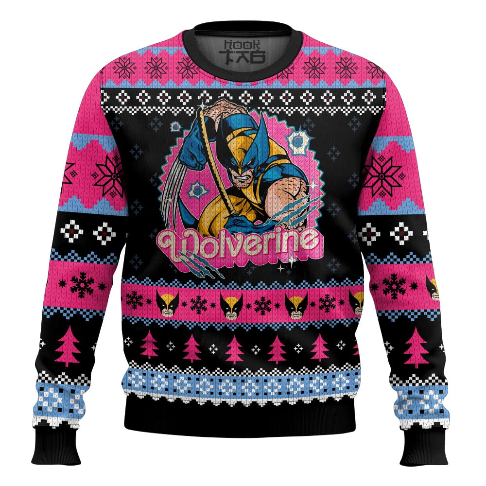 Hooktab Pink Wolverine Ugly Christmas Sweater Hooktab Pink Wolverine Ugly Christmas Sweater
