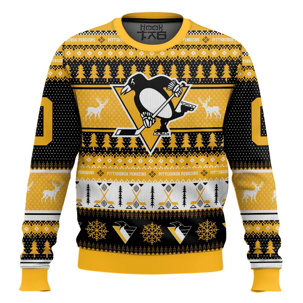 Hooktab Pittsburgh Penguins - Custom Name And Number Ugly Sweater Hooktab Pittsburgh Penguins - Custom Name And Number Ugly Sweater