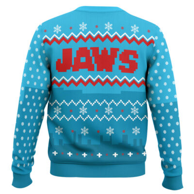 Hooktab Pixel Jaws 1975 Ugly Christmas Sweater