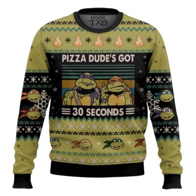Pizza Dude’s Got 30 Seconds Mutatant Ninja Turtles Ugly Christmas Sweater