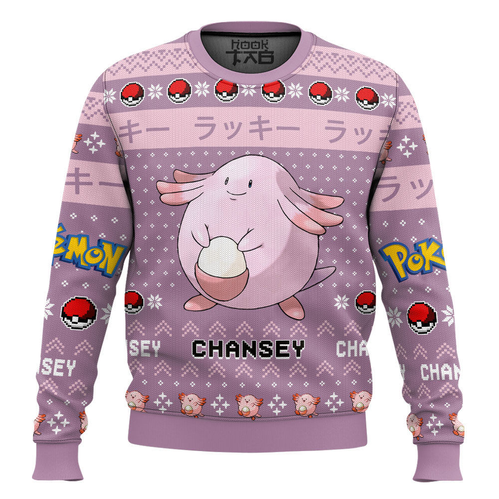 Hooktab Pokemon Gen 1 Chansey Ugly Christmas Sweater Hooktab Pokemon Gen 1 Chansey Ugly Christmas Sweater