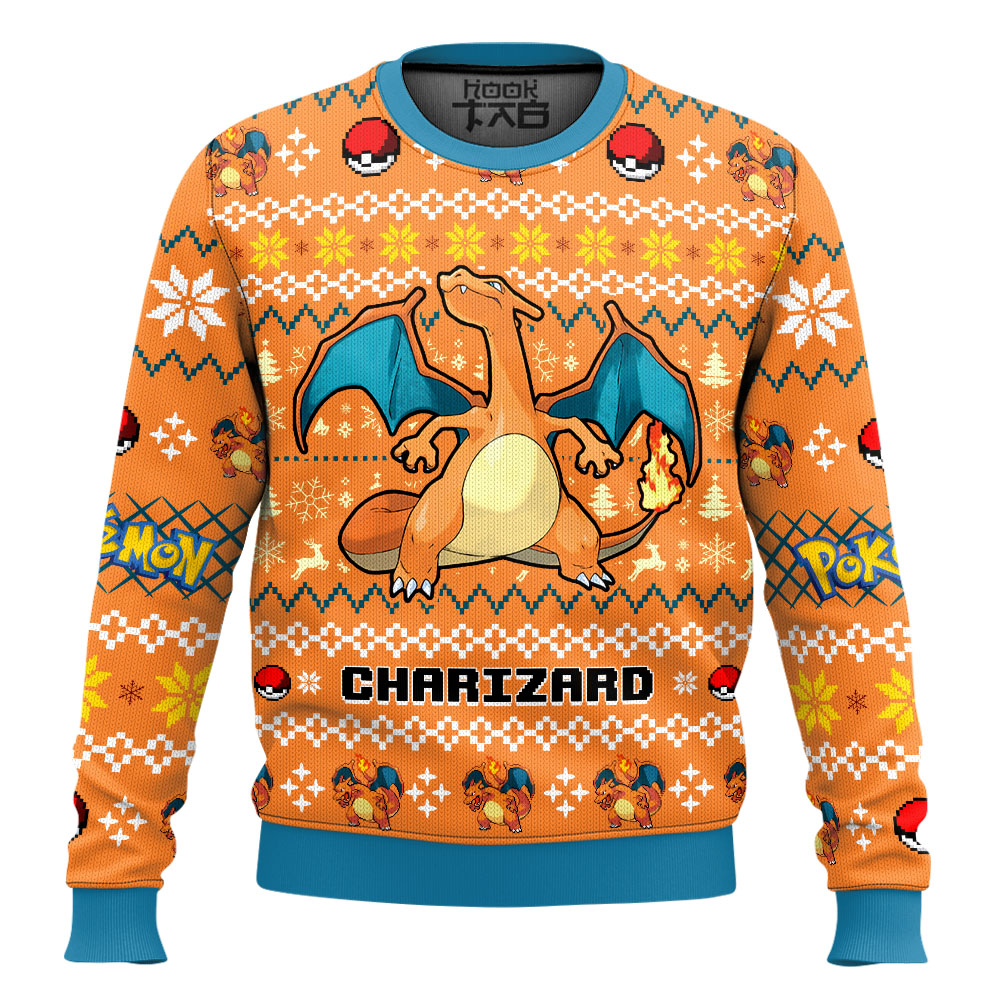 Hooktab Pokemon Gen 1 Charizard Ugly Christmas Sweater Hooktab Pokemon Gen 1 Charizard Ugly Christmas Sweater