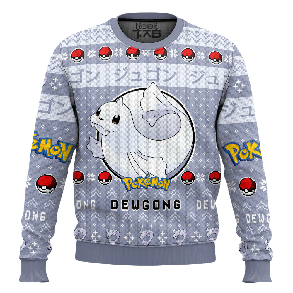 Hooktab Pokemon Gen 1 Dewgong Ugly Christmas Sweater Hooktab Pokemon Gen 1 Dewgong Ugly Christmas Sweater
