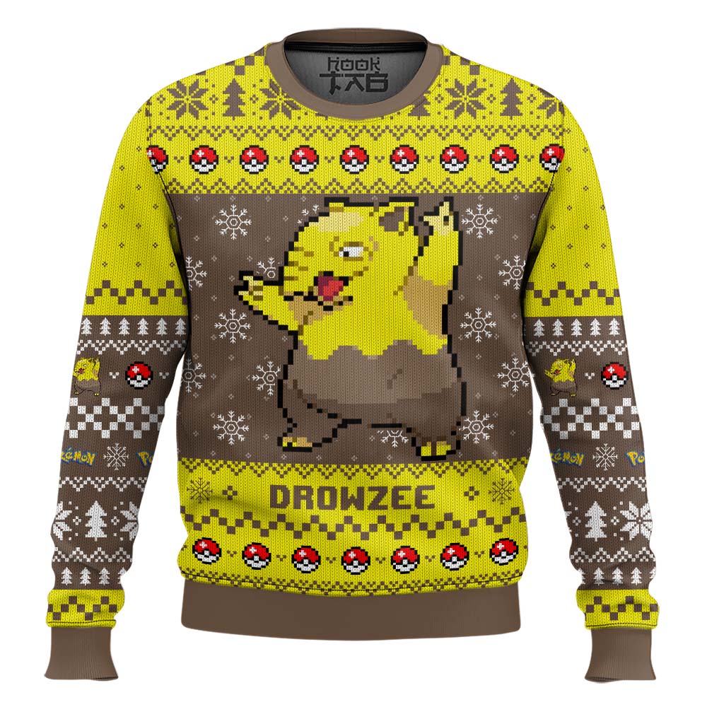 Hooktab Pokemon Gen 1 Drowzee Ugly Christmas Sweater Hooktab Pokemon Gen 1 Drowzee Ugly Christmas Sweater