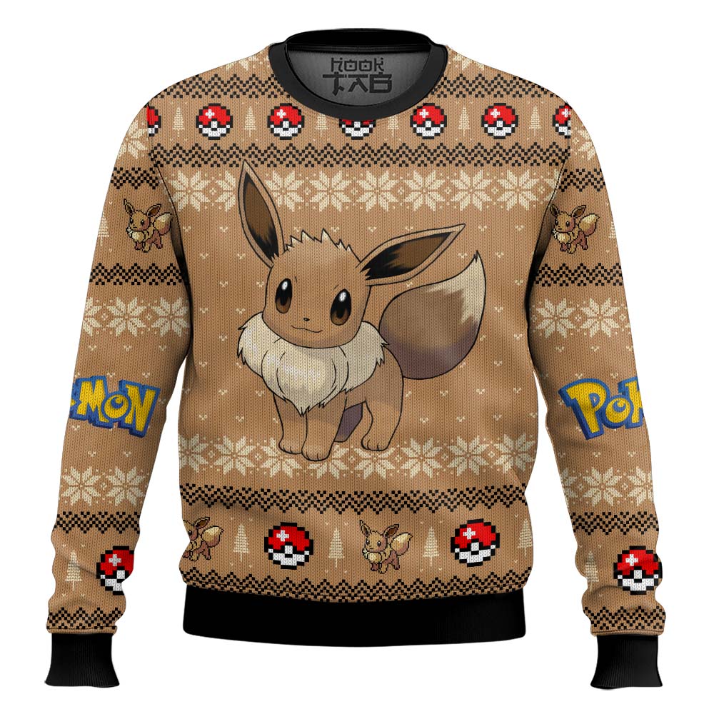 Hooktab Pokemon Gen 1 Eevee Ugly Christmas Sweater Hooktab Pokemon Gen 1 Eevee Ugly Christmas Sweater