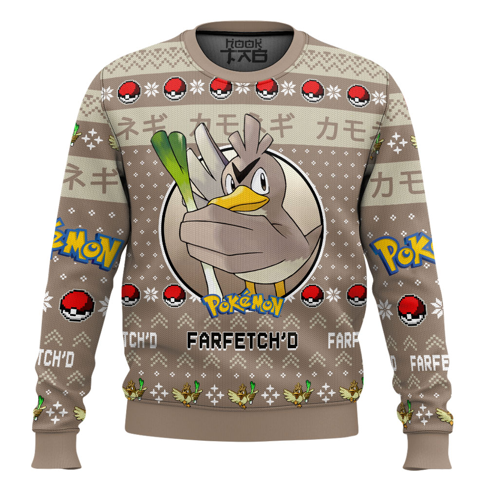 Hooktab Pokemon Gen 1 Farfetch'd Ugly Christmas Sweater Hooktab Pokemon Gen 1 Farfetch'd Ugly Christmas Sweater