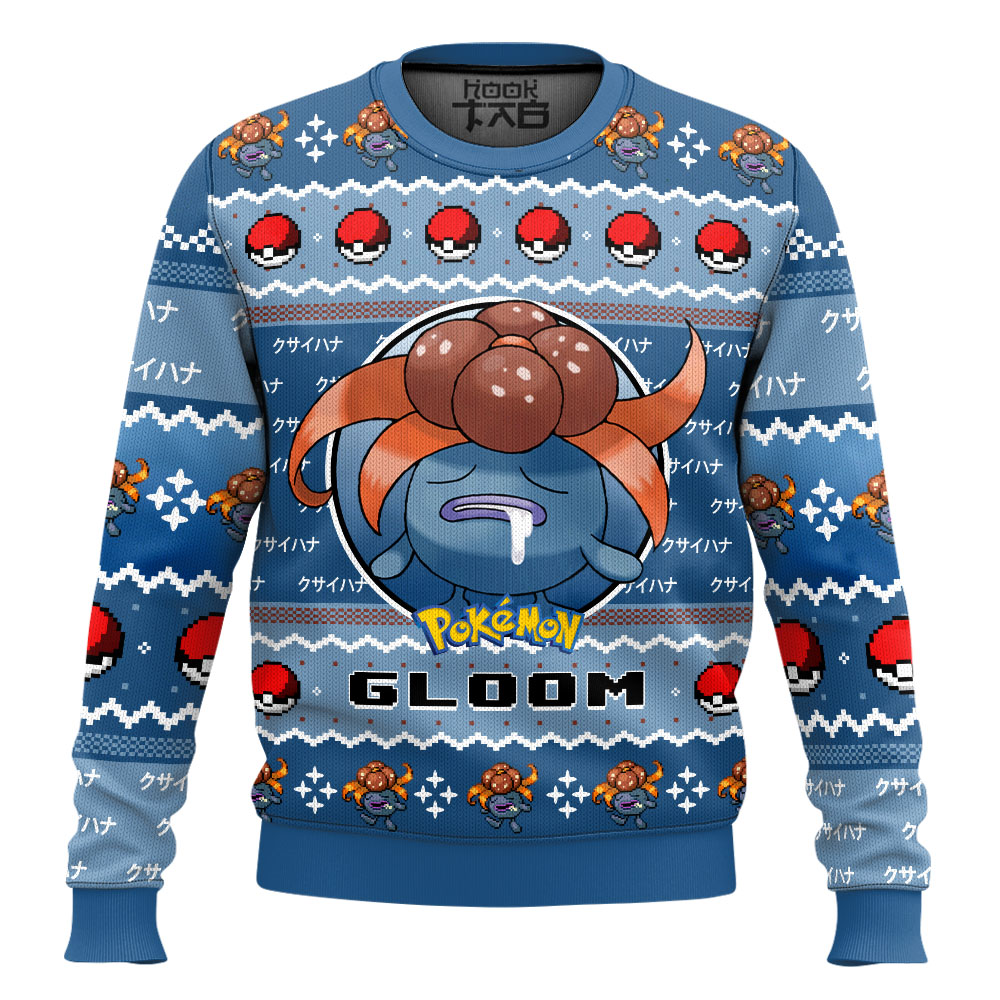Hooktab Pokemon Gen 1 Gloom Ugly Christmas Sweater Hooktab Pokemon Gen 1 Gloom Ugly Christmas Sweater