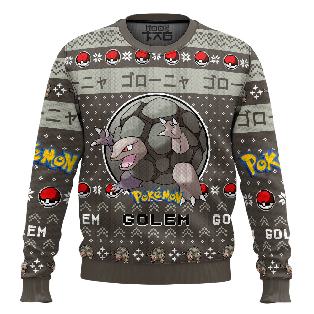 Hooktab Pokemon Gen 1 Golem Ugly Christmas Sweater Hooktab Pokemon Gen 1 Golem Ugly Christmas Sweater