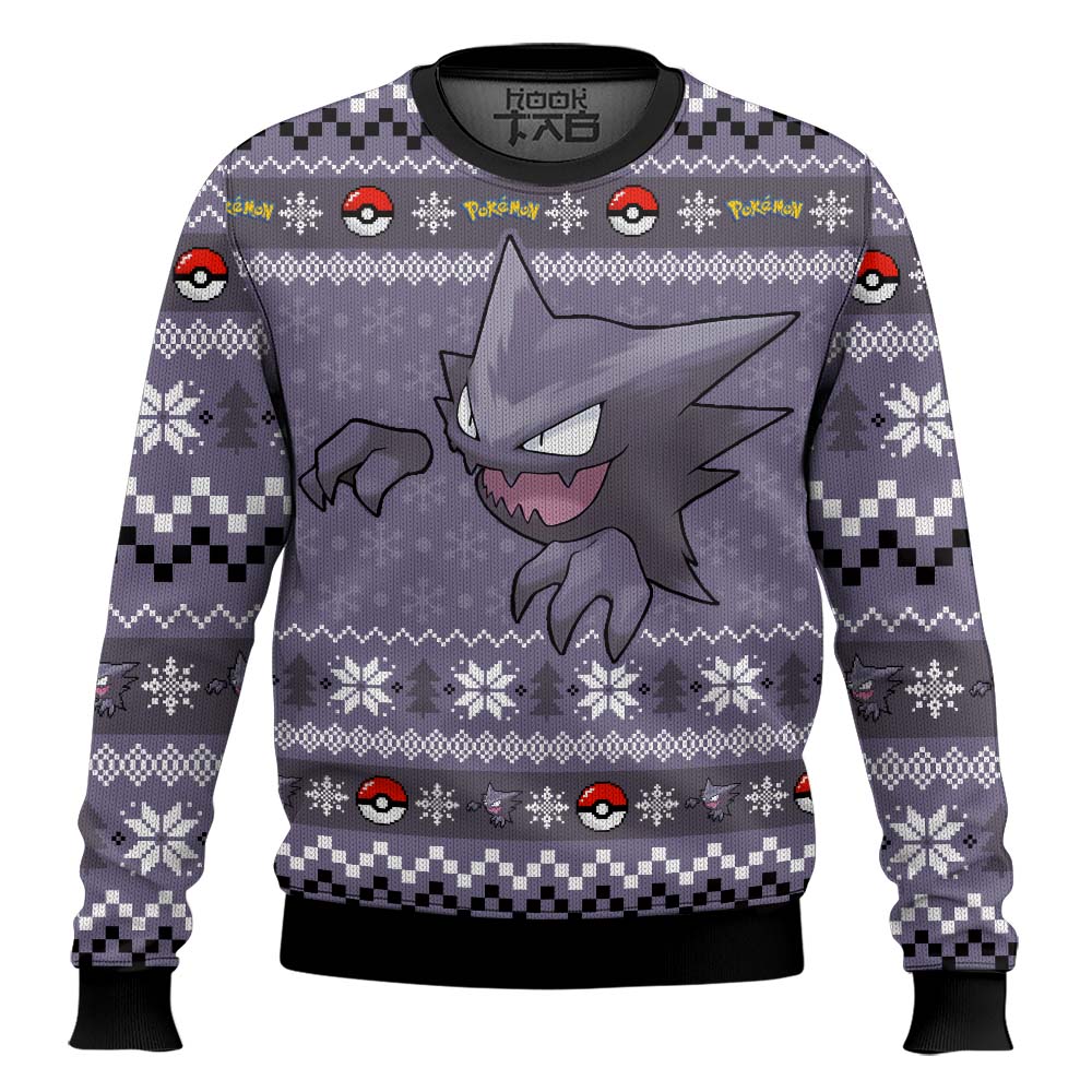Hooktab Pokemon Gen 1 Haunter Ugly Christmas Sweater Hooktab Pokemon Gen 1 Haunter Ugly Christmas Sweater
