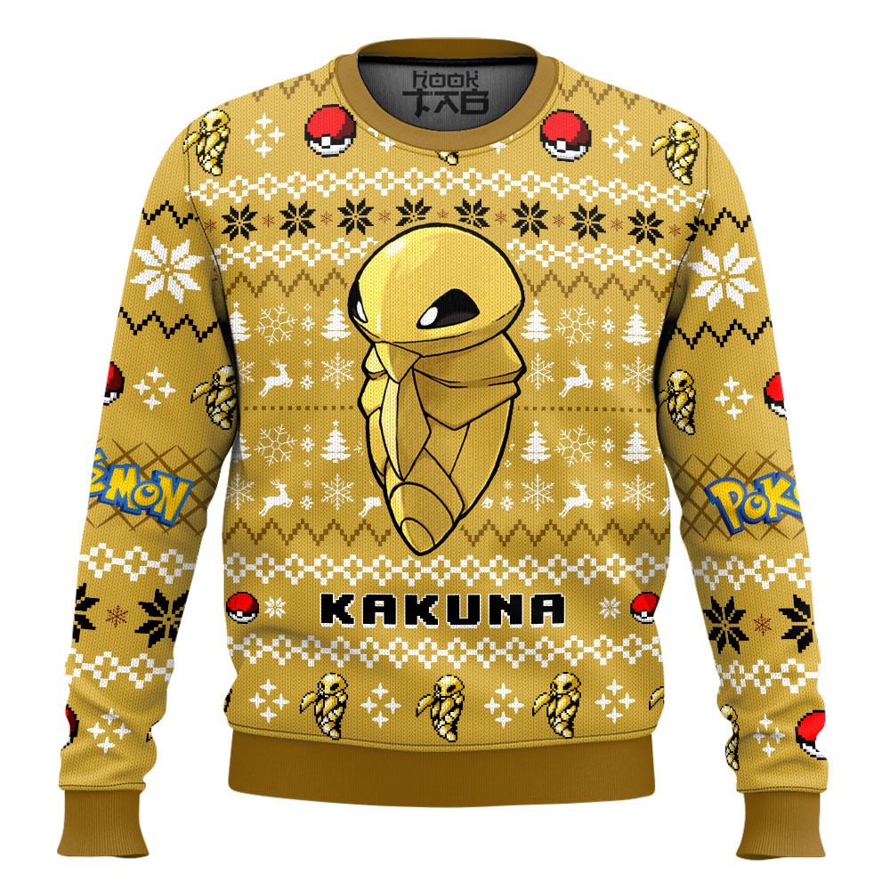Hooktab Pokemon Gen 1 Kakuna Ugly Christmas Sweater Hooktab Pokemon Gen 1 Kakuna Ugly Christmas Sweater